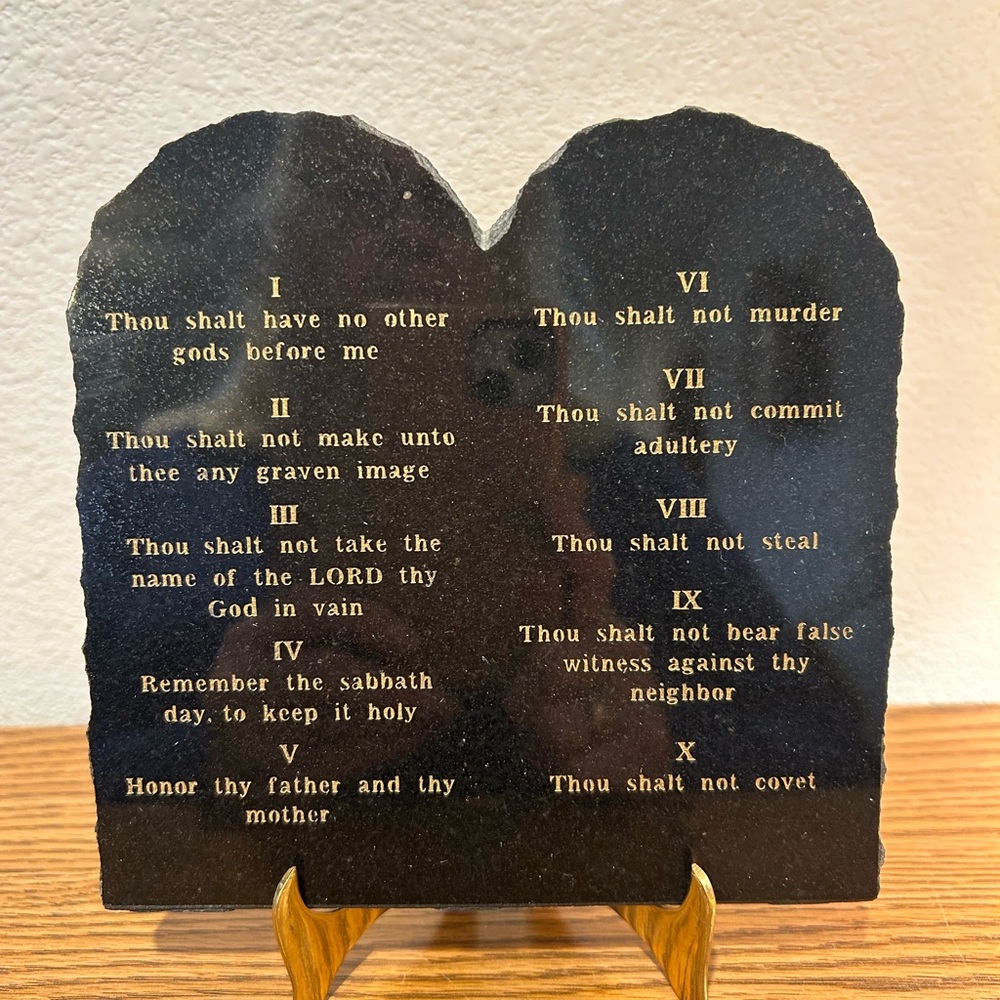 Black Stone Ten Commandments Tablet